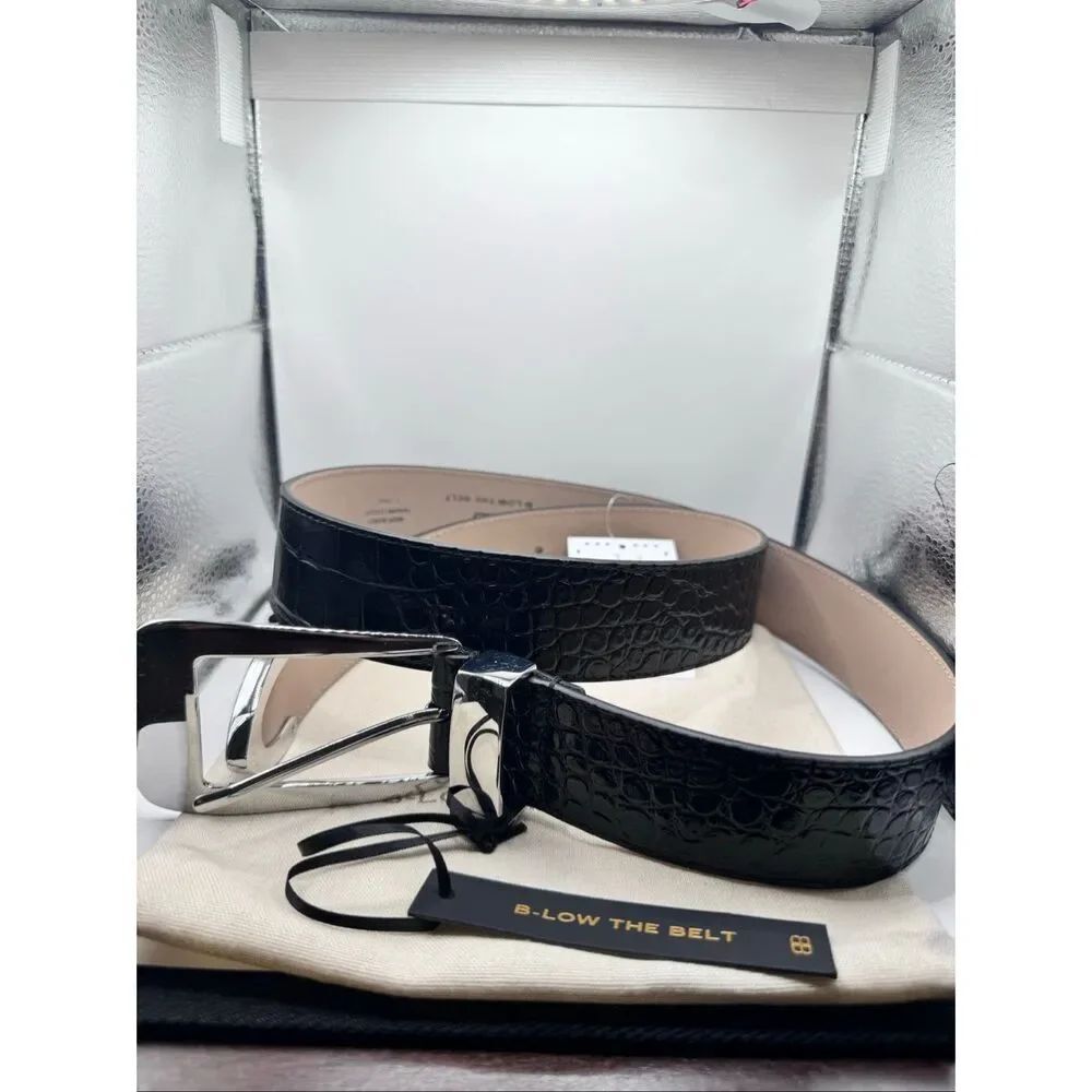 NWT B-Low The Belt Croc Black Leather Western Belt Silver Hardware Sz XL